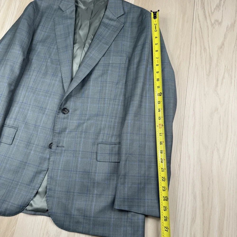 Brooks Brothers Sport Coat Gray Blue Plaid Italian Wool Zignone Blazer Men's 42R